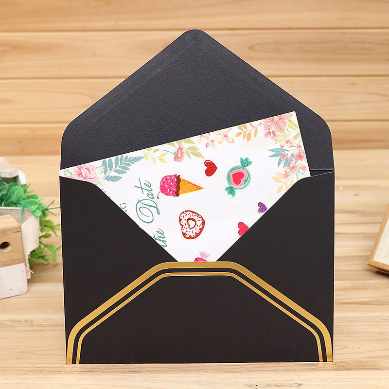 custom business paper mail envelope kraft invitation card DL C4 A4 A5  recycled mini paper folding square envelope gold stamp